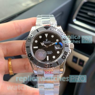 New 42mm Watch - Copy Rolex Yachtmaster Stainless Steel Black Bezel Watch